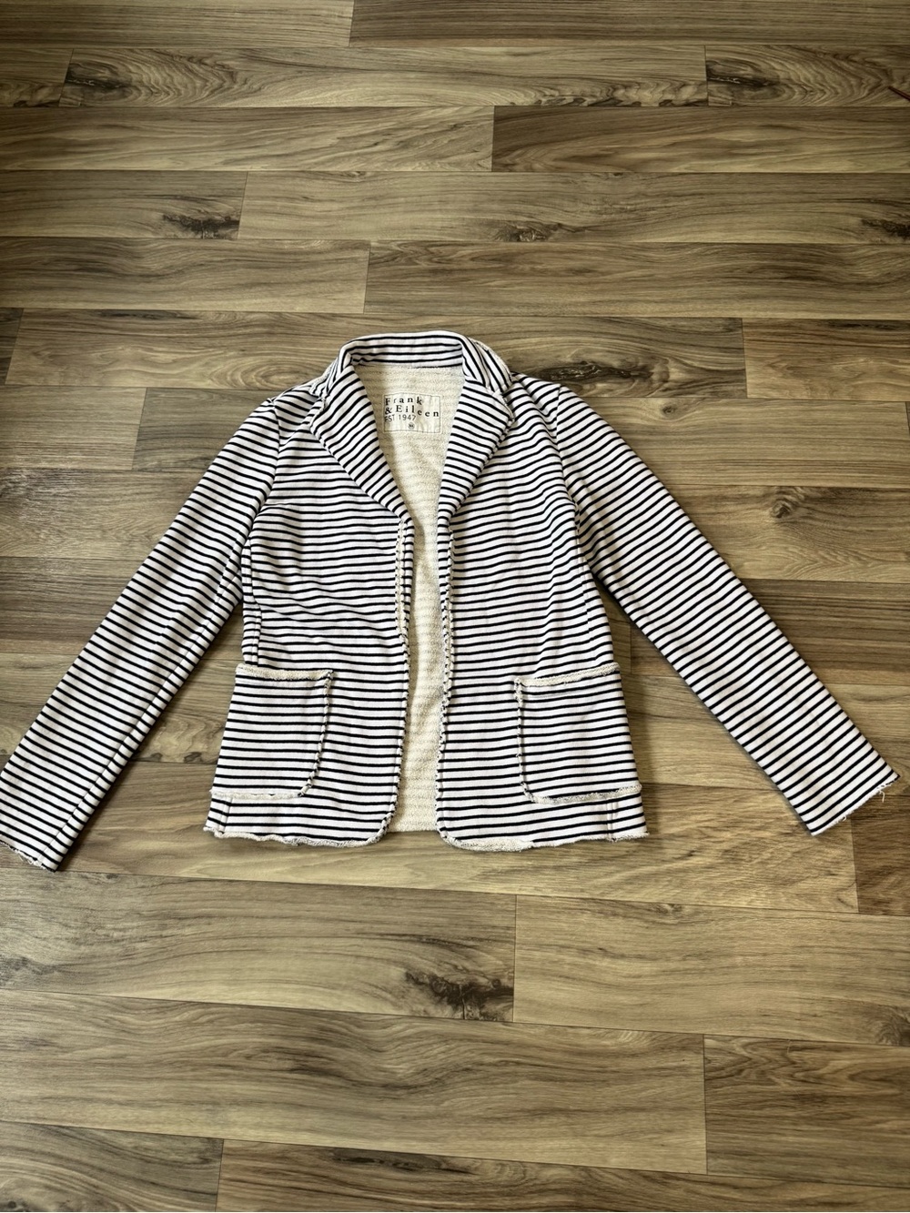 Frank & Eileen Dublin Sweatshirt Blazer White/British Royal Navy Stripe Size XS
